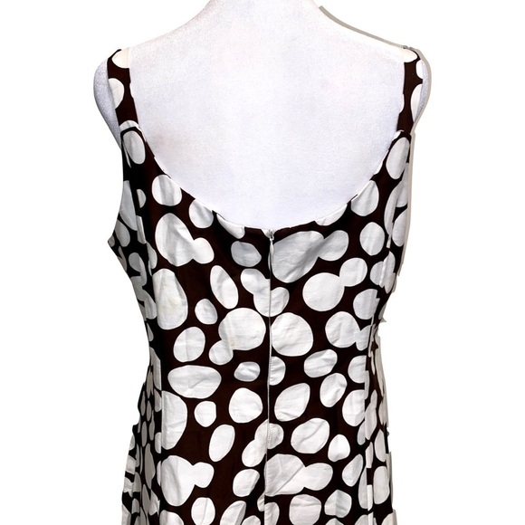 Madison Leigh Petite Sleeveless Brown w/ White Polka Dot Midi Dress Size 16 - Picture 5 of 9